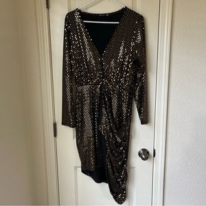 Sequin Midi Wrap Dress
